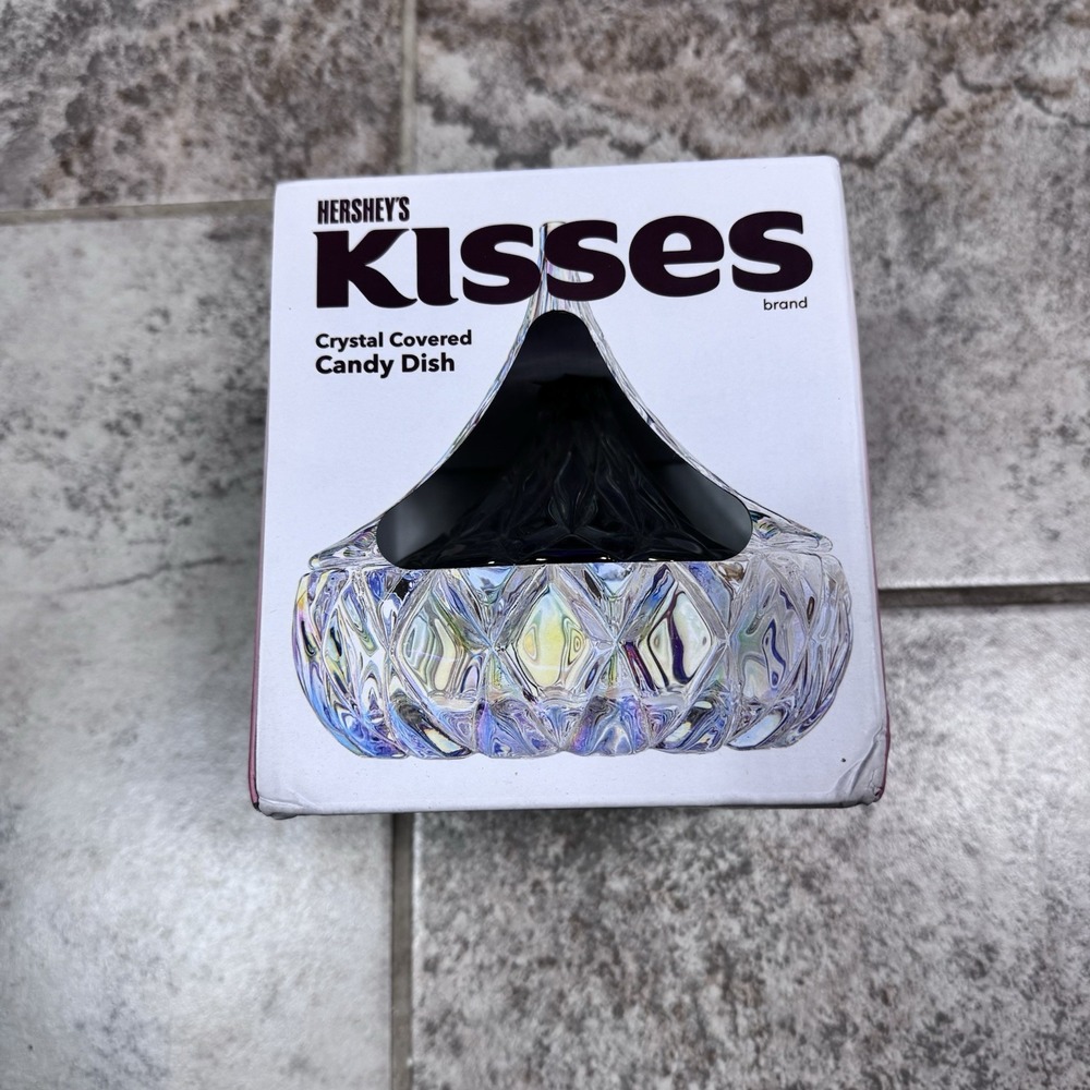 Hershey's Kiss Iridescent Candy Dish Godinger Shannon Crystal Kisses Box Gift